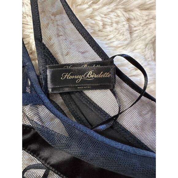 RARE🔥 Honey Birdette VESNA🖤 Black Mesh Panel Suspender Medium - Picture 4 of 5